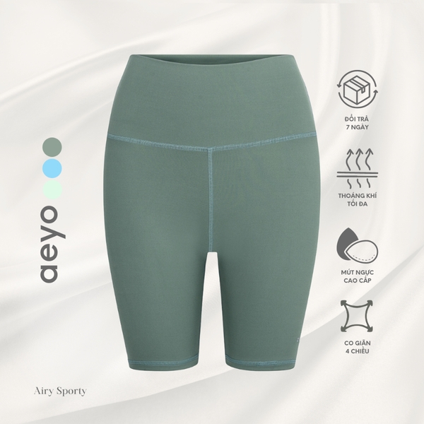 aeyo | Quần đùi tập yoga gym pilates tennis nữ Aura cạp cao, ôm sát, che bụng, tôn dáng