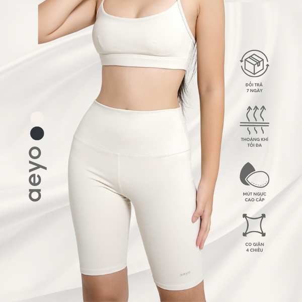aeyo | Quần đùi tập yoga gym pilates tennis nữ Aura cạp cao, ôm sát, che bụng, tôn dáng