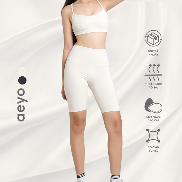 aeyo | Quần đùi tập yoga gym pilates tennis nữ Aura cạp cao, ôm sát, che bụng, tôn dáng