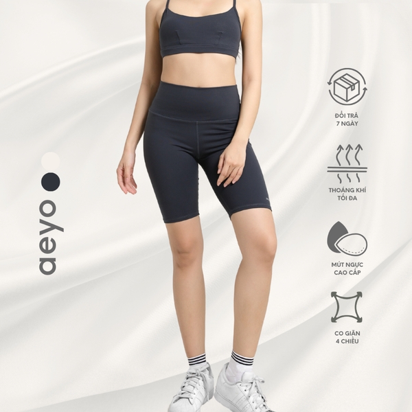 aeyo | Quần đùi tập yoga gym pilates tennis nữ Aura cạp cao, ôm sát, che bụng, tôn dáng