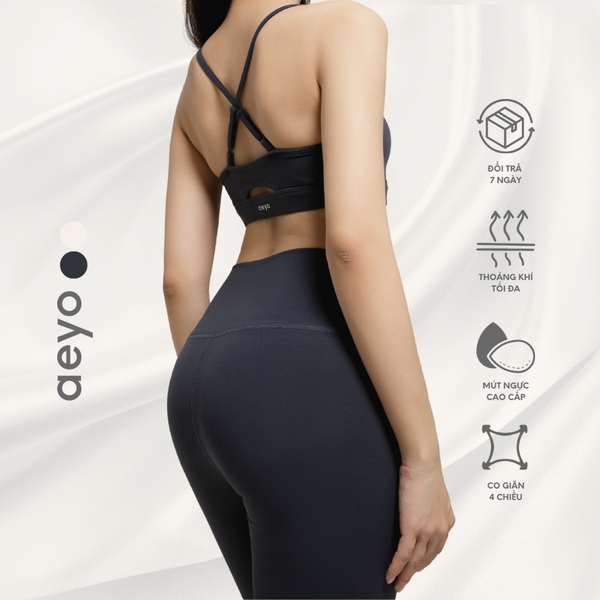 aeyo | Quần đùi tập yoga gym pilates tennis nữ Aura cạp cao, ôm sát, che bụng, tôn dáng