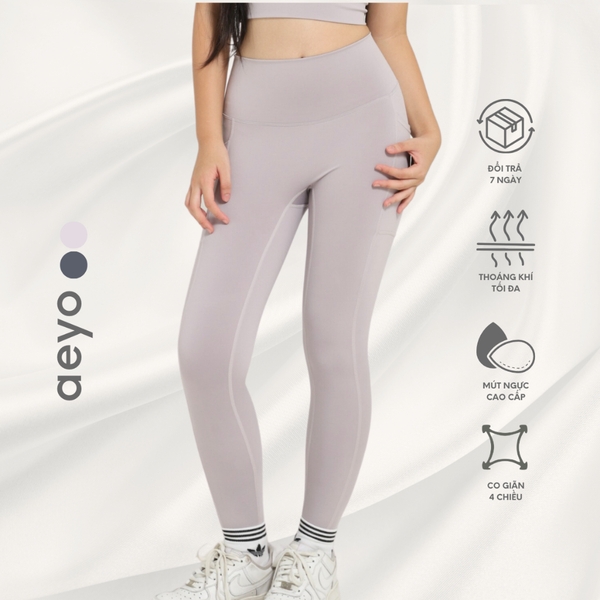 aeyo | Quần legging yoga gym nữ Dynamic Flow cao cấp, cạp cao có túi, ôm sát tôn dáng, che bụng