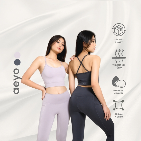aeyo | Quần legging yoga gym nữ Dynamic Flow cao cấp, cạp cao có túi, ôm sát tôn dáng, che bụng