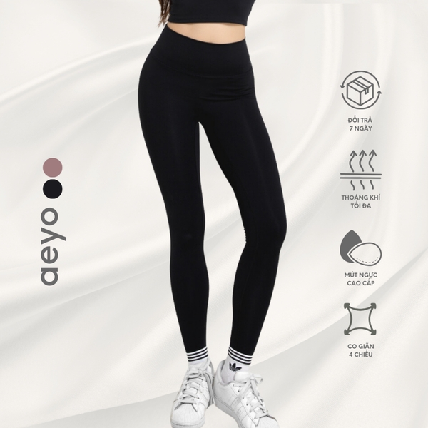 Quần Legging yoga gym nữ Airy, Dáng dài, Ghi xám và Hồng tím, Chất liệu aeyoSoft mềm mại, tôn dáng,thoải mái,năng động..