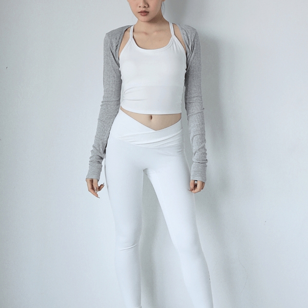 aeyo I Bộ đồ tập yoga gym nữ áo dây chéo, quần dài cạp chéo Tank top kèm áo khoác lửng Petite