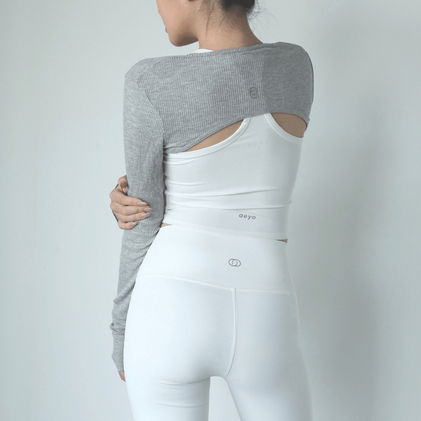 aeyo I Bộ đồ tập yoga gym nữ áo dây chéo, quần dài cạp chéo Tank top kèm áo khoác lửng Petite