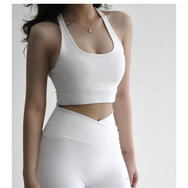 aeyo | Bộ đồ tập gym yoga nữ, áo bra cổ vuông dây chéo, quần legging dài cạp chéo cao cấp Crossback