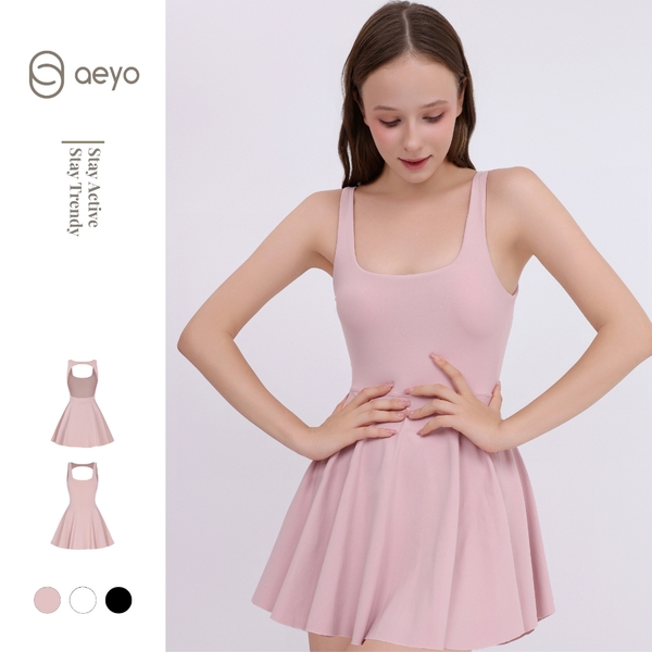 aeyo | Váy tập pickleball tennis nữ liền thân, co giãn, kèm mút rời, hở lưng, có quần bảo hộ SWAY