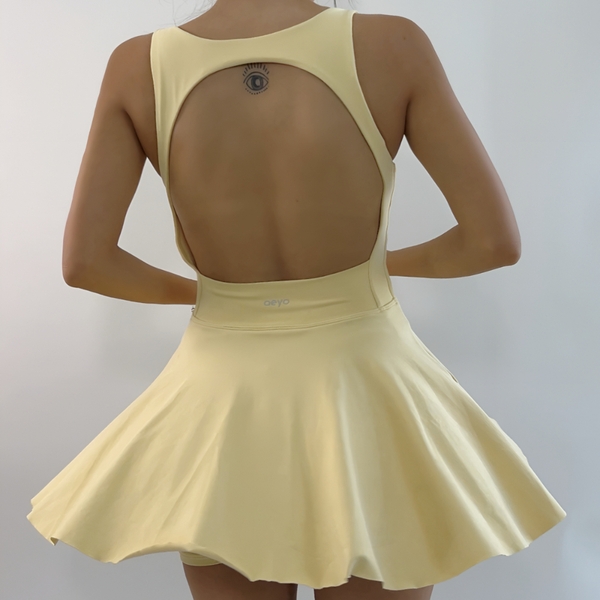 aeyo | Váy tập pickleball tennis nữ liền thân, co giãn, kèm mút rời, hở lưng, có quần bảo hộ SWAY