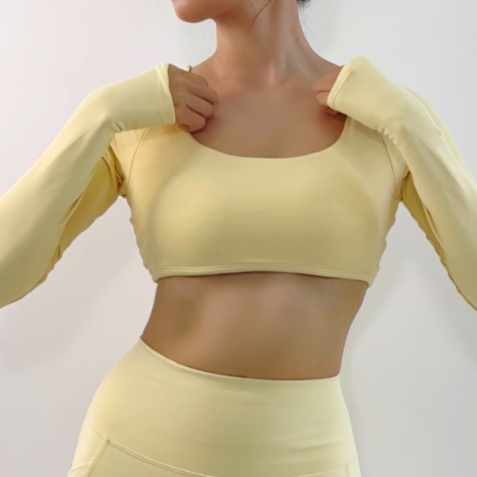 aeyo | Áo bra tập yoga gym pilates nữ Mellow cổ vuông, dài tay, mút rời, vải thun dày dặn BL005