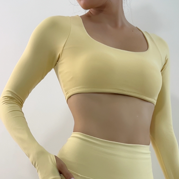 aeyo | Áo bra tập yoga gym pilates nữ Mellow cổ vuông, dài tay, mút rời, vải thun dày dặn BL005
