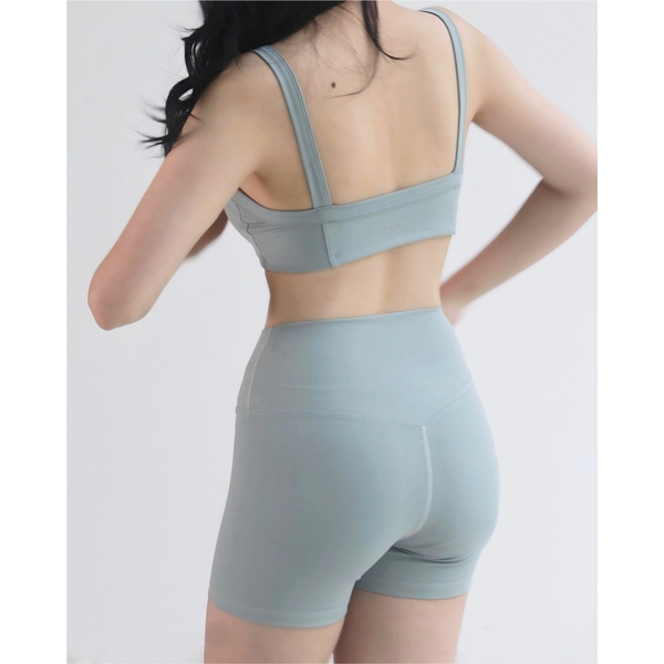 aeyo | Bộ đồ tập yoga gym nữ, áo hai dây mút rời, quần đùi cạp chéo ôm sát tôn dáng Classic Strap