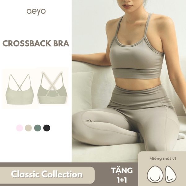 𝘢𝘦𝘺𝘰 | Áo bra thể thao yoga nữ Dynamic Flow, dây đan chéo lưng, chất liệu aeyoLux, ôm vừa vặn thoải mái
