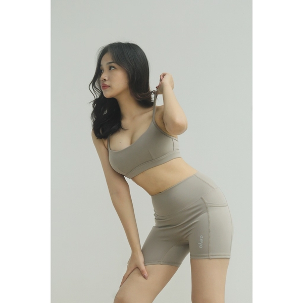 𝘢𝘦𝘺𝘰 I Set đồ thể thao áo bra Aura tập thể thao yoga gym nữ cotton mềm mại thoải mái, quần Biker Short cạp cao tôn dáng