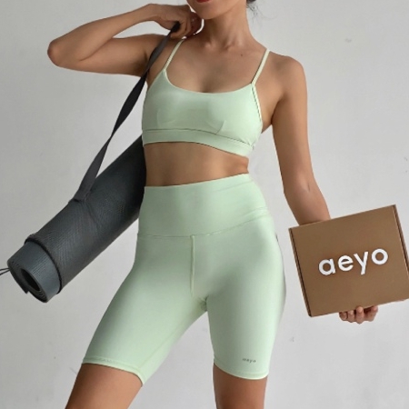 aeyo | Quần đùi tập yoga gym pilates tennis nữ Aura cạp cao, ôm sát, che bụng, tôn dáng