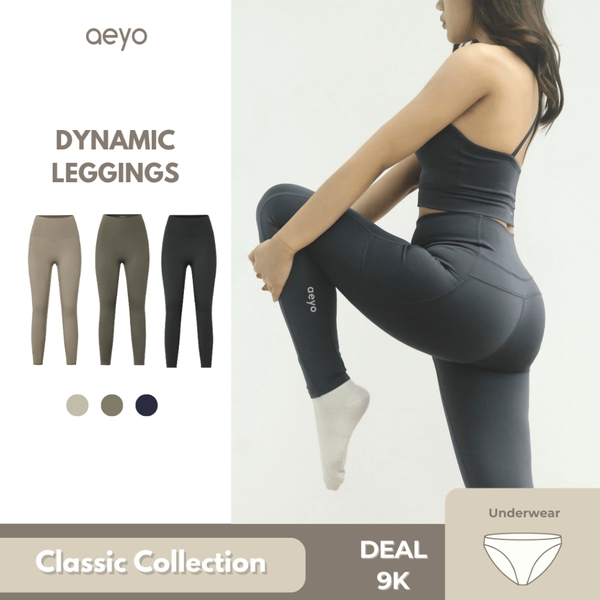 𝘢𝘦𝘺𝘰 | Quần legging yoga gym nữ Dynamic Flow, dáng dài, cạp cao có túi, chất liệu aeyoLux tôn dáng