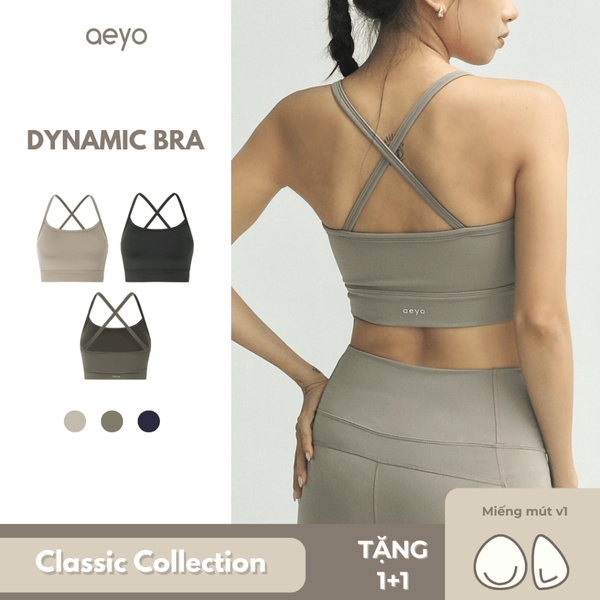 𝘢𝘦𝘺𝘰 | Áo bra thể thao yoga nữ Dynamic Flow, dây đan chéo lưng, chất liệu aeyoLux, ôm vừa vặn thoải mái