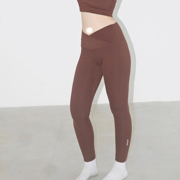 aeyo | Quần legging tập yoga gym nữ Crossback, cạp chéo, vải đứng form, ôm sát, che bụng, tôn dáng