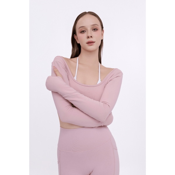 aeyo | Bộ đồ tập yoga gym pilates nữ, áo bra phối màu tay dài, quần đùi ôm sát tôn dáng BLISS