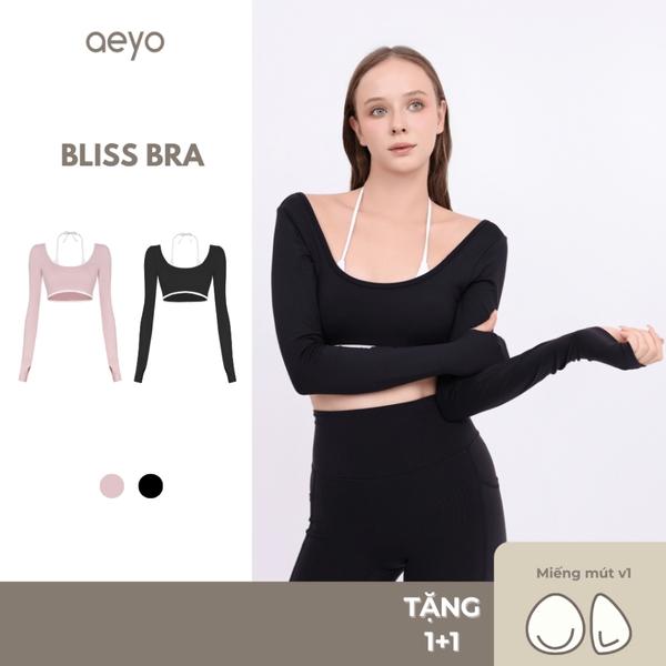 aeyo | Áo BLISS Bra thể thao yoga gym nữ dài tay, mút rời, chất liệu vải thun dày dặn, mềm mịn, thoáng khí, ôm sát