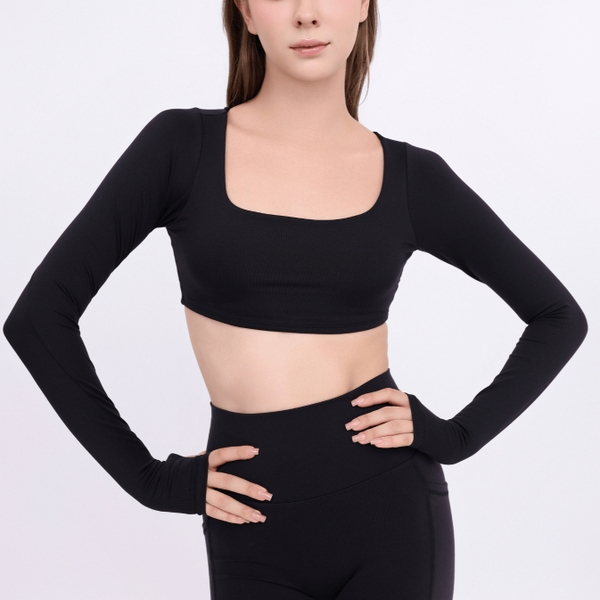 aeyo | Áo bra tập yoga gym pilates nữ Mellow cổ vuông, dài tay BL005