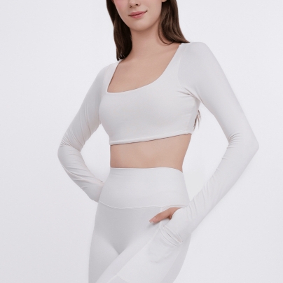 aeyo | Áo bra tập yoga gym pilates nữ Mellow cổ vuông, dài tay BL005