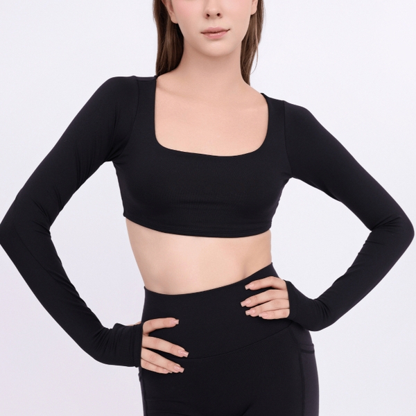 aeyo | Áo bra tập yoga gym pilates nữ Mellow cổ vuông, dài tay BL005