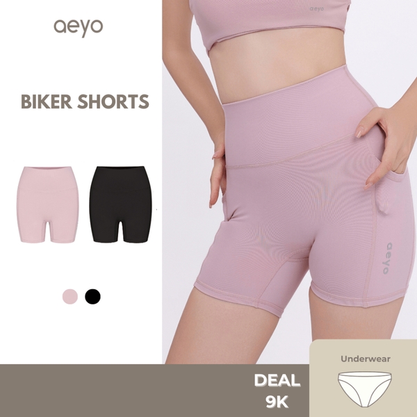 aeyo | Quần đùi tập yoga gym pilates tennis nữ Sweet cạp cao, vải thun dày dặn, ôm sát tôn dáng