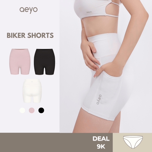 aeyo | Quần đùi tập yoga gym pilates tennis nữ Sweet cạp cao, vải thun dày dặn, ôm sát tôn dáng
