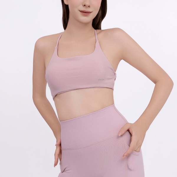 aeyo | Set đồ tập thể thao yoga gym áo SWEET lưng dây cách điệu, quần Legging dài chất liệu vải Polyester, mềm mịn