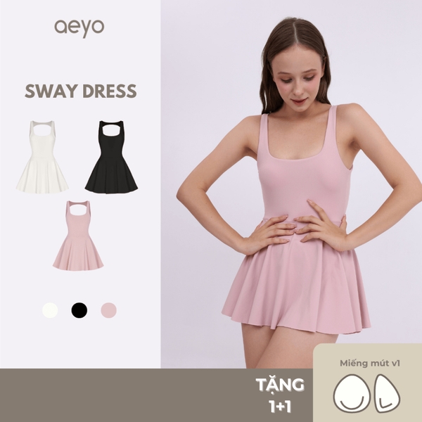 aeyo | Váy liền thân SWAY sẵn mút đi kèm, thiết kế có quần bảo hộ, tôn dáng co giãn 4 chiều, đồ tập gym yoga pilates