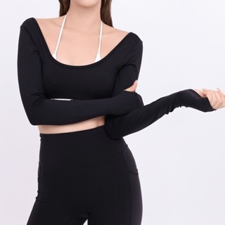 aeyo | Bộ đồ tập yoga gym pilates nữ, áo bra phối màu tay dài, quần đùi ôm sát tôn dáng BLISS