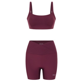 aeyo | Bộ đồ tập yoga gym nữ, áo hai dây mút rời, quần đùi cạp chéo ôm sát tôn dáng Classic Strap