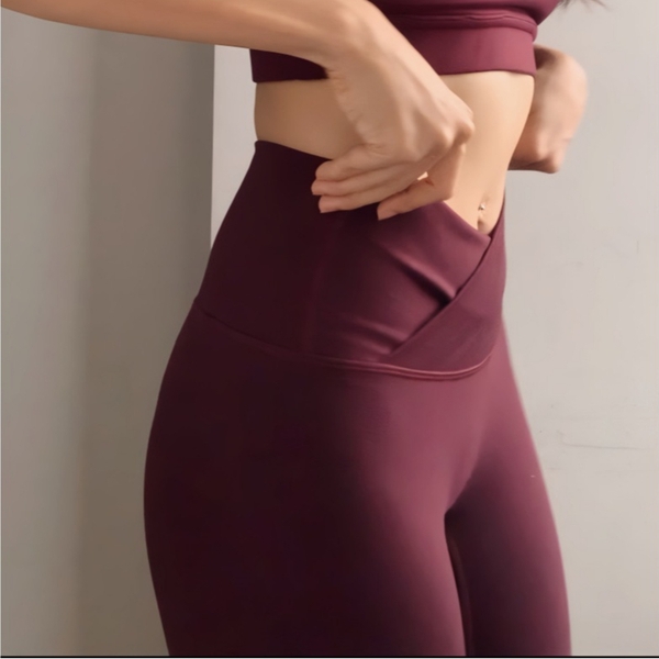 aeyo | Quần legging tập yoga gym nữ Crossback, cạp chéo, vải đứng form, ôm sát, che bụng, tôn dáng