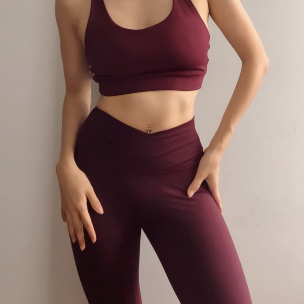 aeyo | Quần legging tập yoga gym nữ Crossback, cạp chéo, vải đứng form, ôm sát, che bụng, tôn dáng