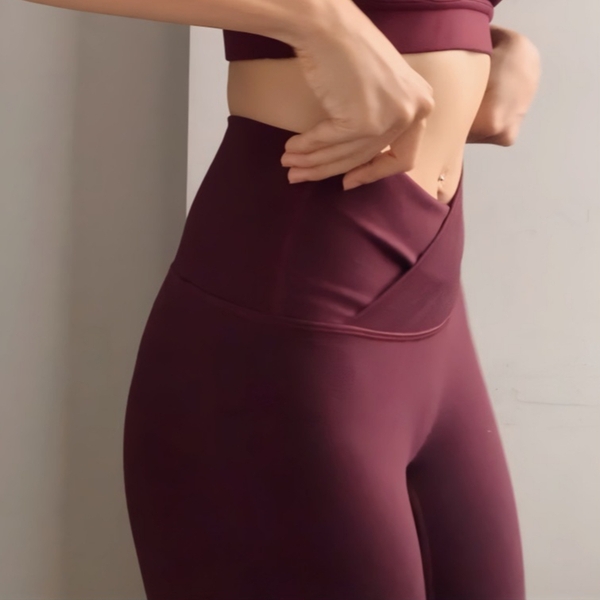 aeyo | Quần legging tập yoga gym nữ Crossback, cạp chéo, vải đứng form, ôm sát, che bụng, tôn dáng
