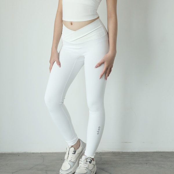 aeyo | Quần legging tập yoga gym nữ Crossback, cạp chéo, vải đứng form, ôm sát, che bụng, tôn dáng