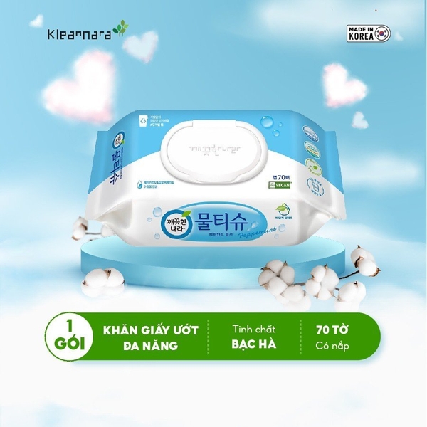 Kleannara Multi-Purpose Wet Wipes With Mint Essence 70 Sheets