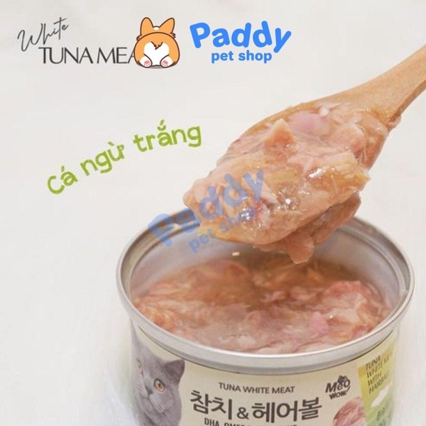 Pate Mèo Meowow Súp Cá Ngừ Trắng Nguyên Miếng (Lon 80g)