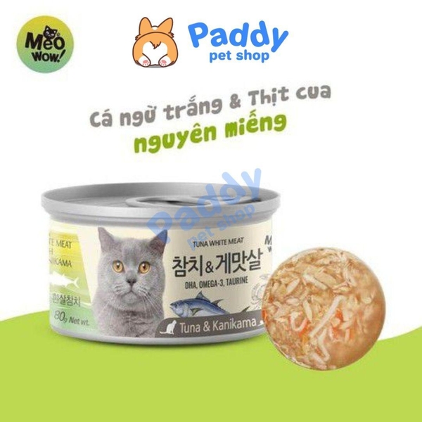 Pate Mèo Meowow Súp Cá Ngừ Trắng Nguyên Miếng (Lon 80g)