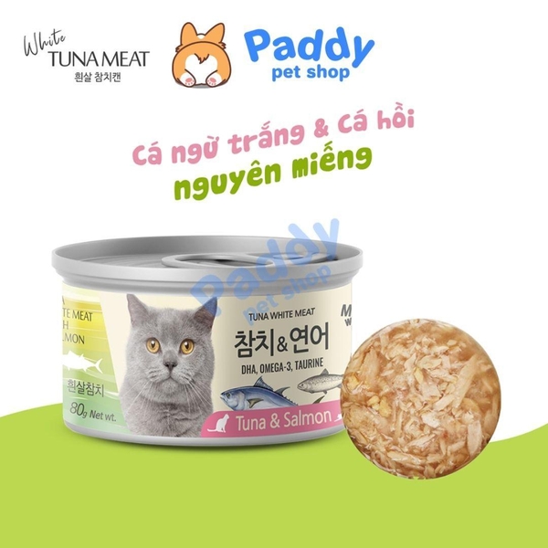 Pate Mèo Meowow Súp Cá Ngừ Trắng Nguyên Miếng (Lon 80g)