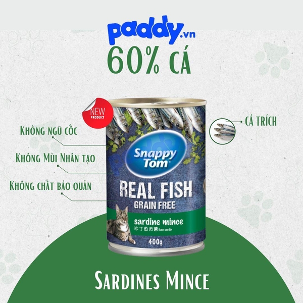 Pate Mèo Snappy Tom Real Fish - Lon 400g