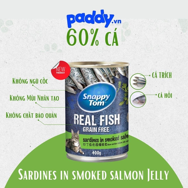 Pate Mèo Snappy Tom Real Fish - Lon 400g