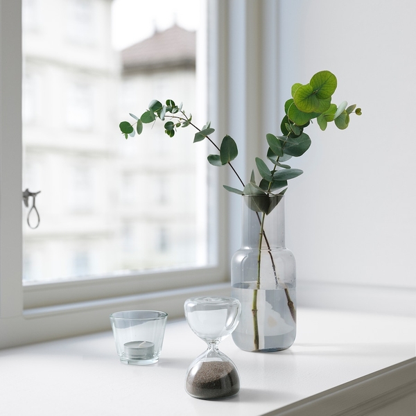 EFTERTÄNKA Decorative hourglass, clear glass/sand