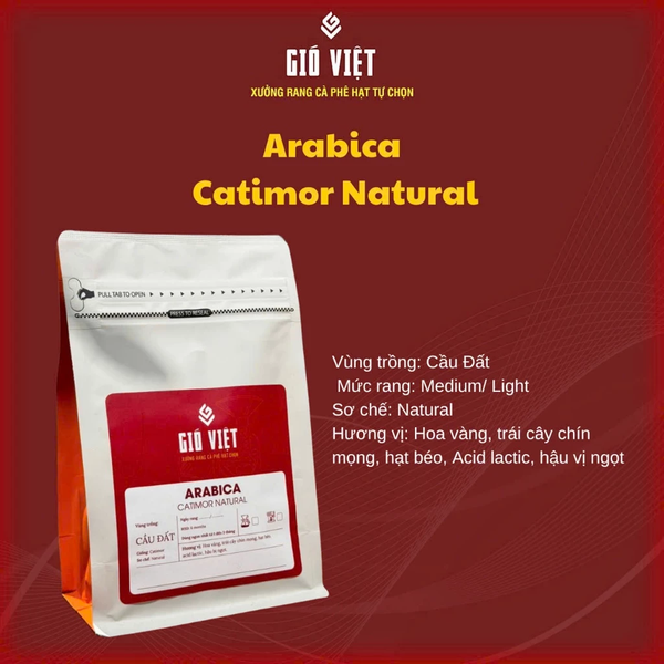 Cà phê Gió Việt Arabica Catimor Natural Cầu Đất - Gói 250gr
