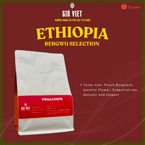 Cà phê Gió Việt Ethiopia Yirgacheff (BergWu Selection) - Gói 250gr