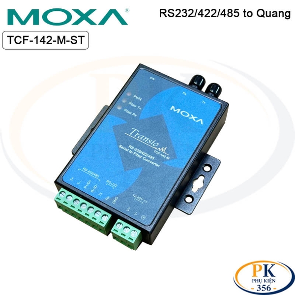 Bộ chuyển đổi RS232 RS422 RS485 sang cáp quang chuẩn ST MOXA TCF-142-M-ST chính hãng