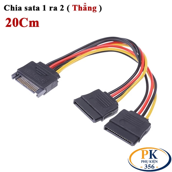 Cáp chia nguồn SATA 1 ra 2 dài 20cm cho HDD SSD PC thẳng