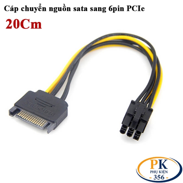Cáp SATA 15 Pin sang PCIe 6 Pin 20cm cho VGA