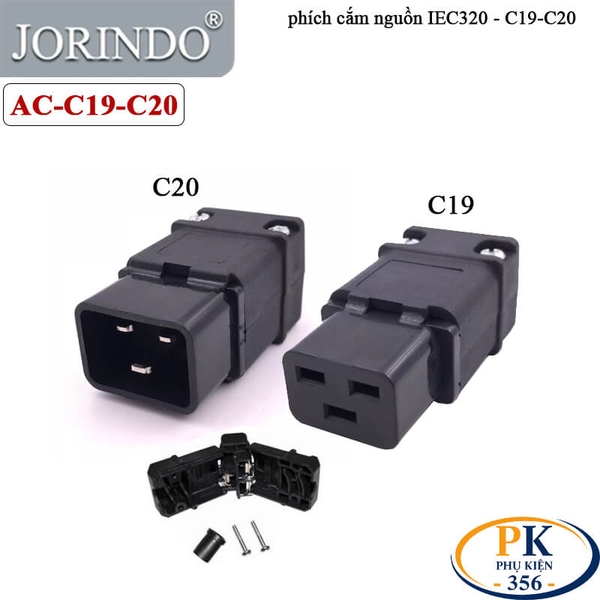Phích Cắm Nguồn IEC 60320 C19 C20 16A 250V JORINDO AC-19-20